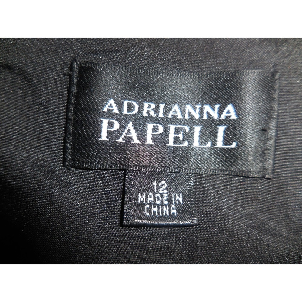 Adrianna Papell Size 12 Cap Sleeve Black Ivory Cotton Blend  EC - Picture 7 of 7